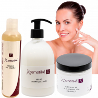 Soin Cosmétique Prenez soin de votre Visage Kosmetiké : Crème Visage + Tonique + Lait Démaquillant Soin Cosmétique Prenez soin de votre Visage Kosmetiké : Crème Visage + Tonique + Lait Démaquillant